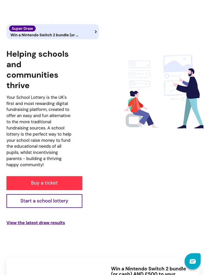 Your School Lottery - homepage (tablet)